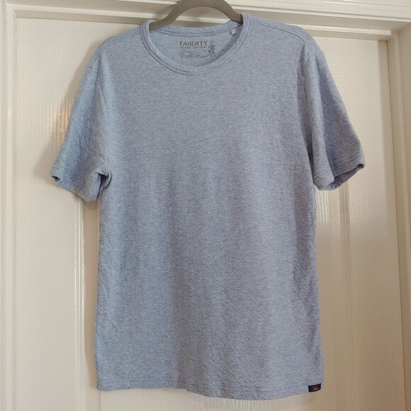 Faherty Pima Cloud Cotton Heathered Blue S-sleeve T-Shirt M - Picture 1 of 8